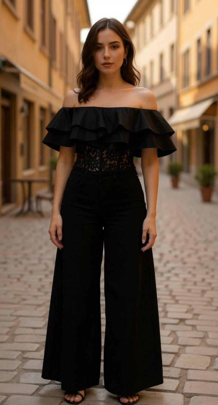 Top off-shoulder negro D&M / V354 image 2