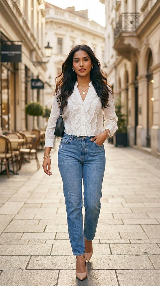 Blusa con Volantes y Encaje / ANB26040