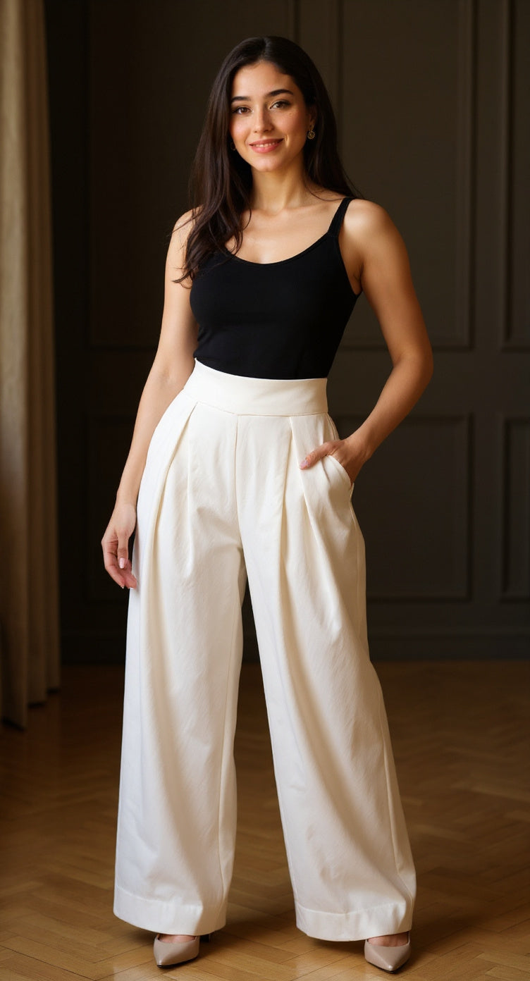 Pantalón palazzo de tela ligera / P72 image 0