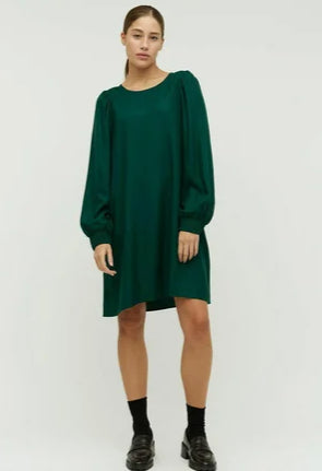 Vestido verde suelto con mangas globo / AO57 image 1