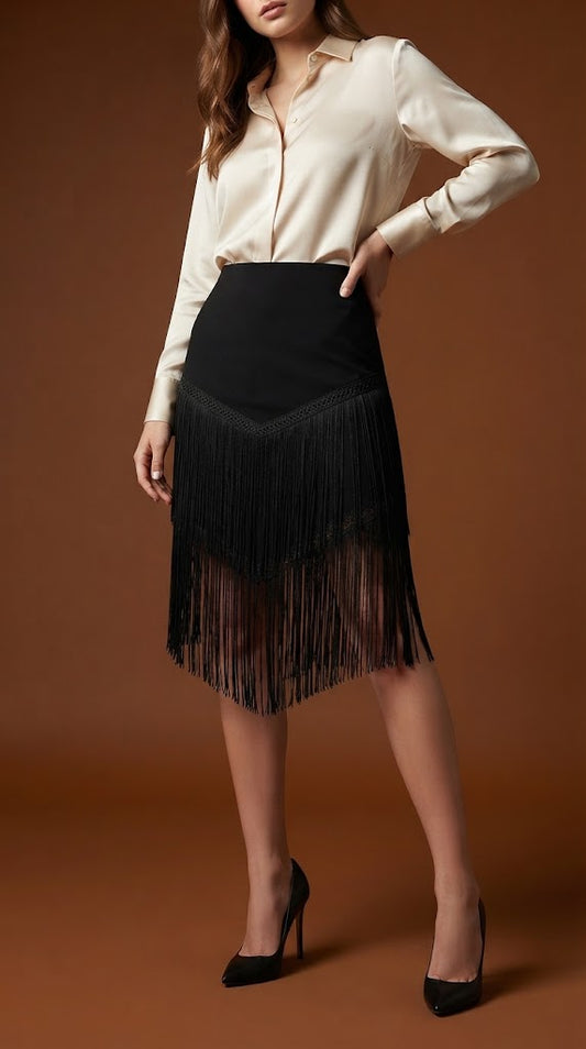 Falda corta con flequillos elegantes D&M / V459