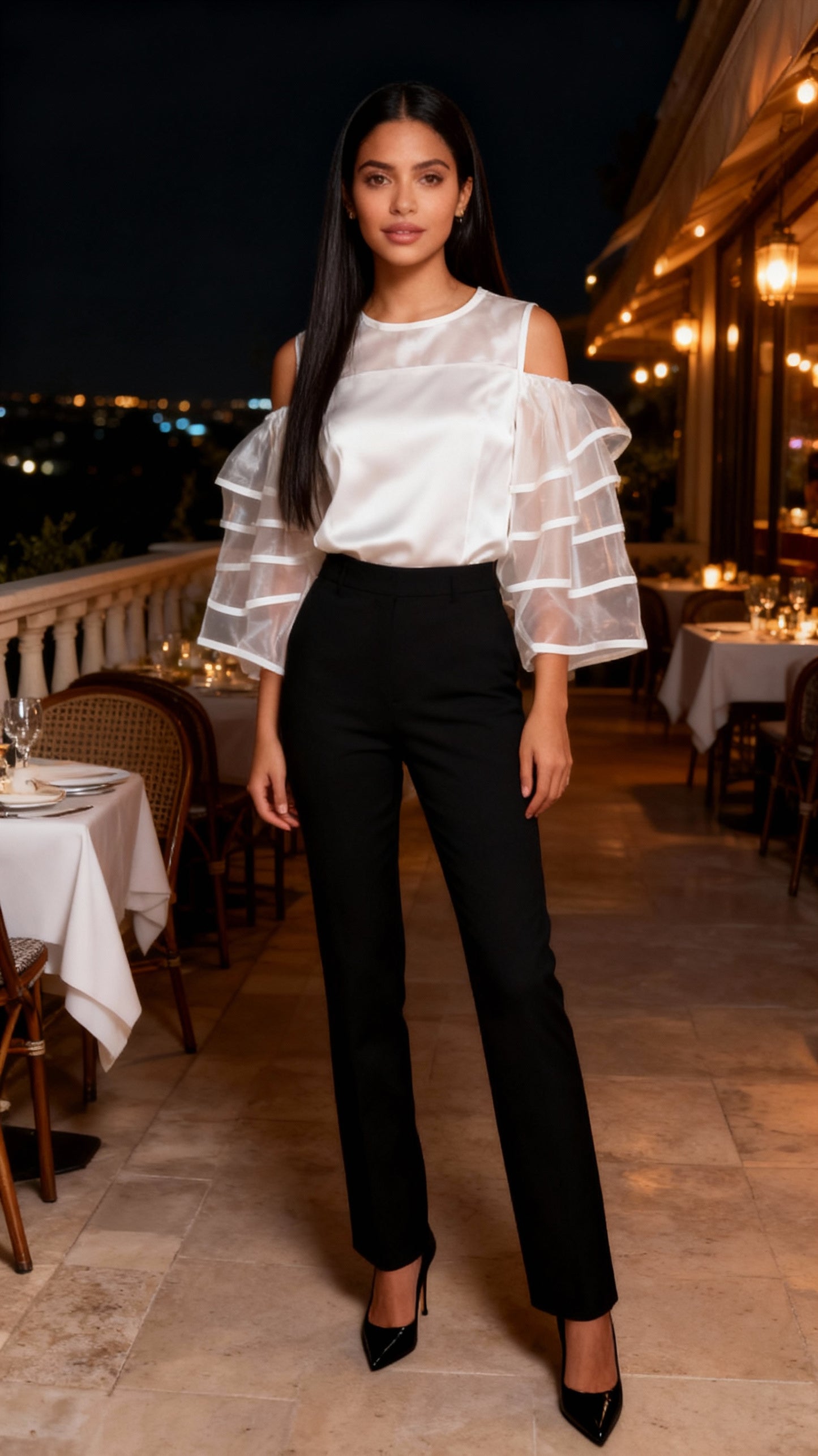 Blusa manga globo satinada / AO128 image 2