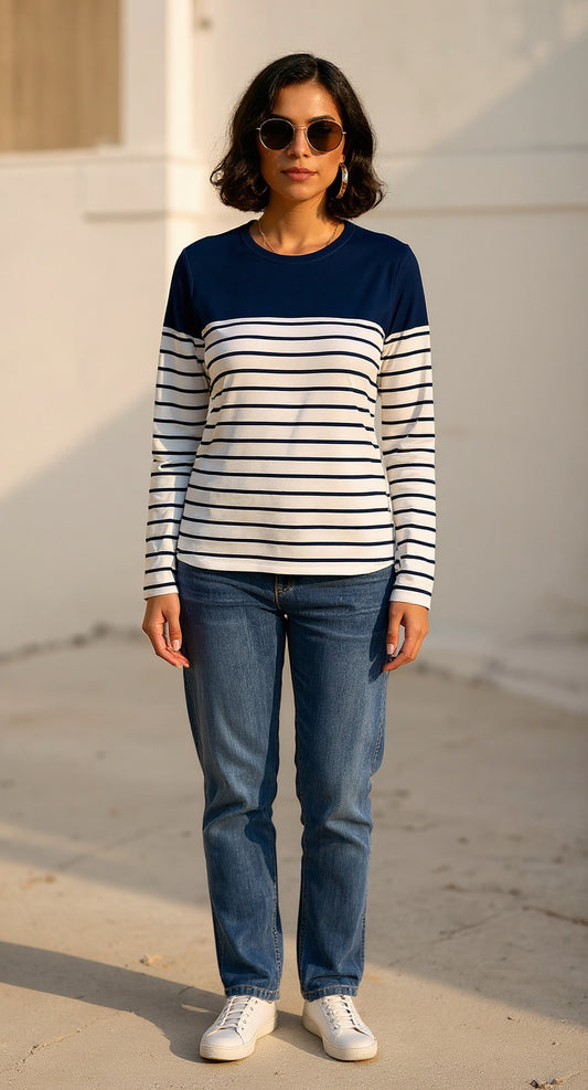 Blusa a Rayas Azul/S42 L,XL image 1