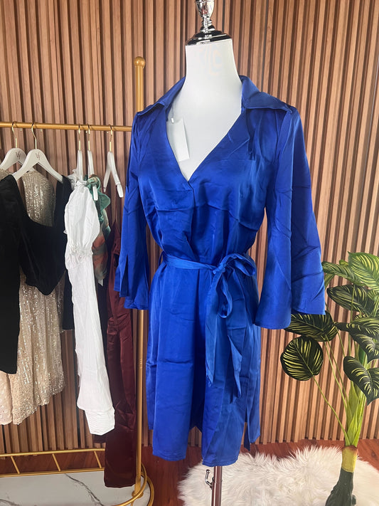 Vestido Azul Royal Formal de manga 3/4/ V8 image 1