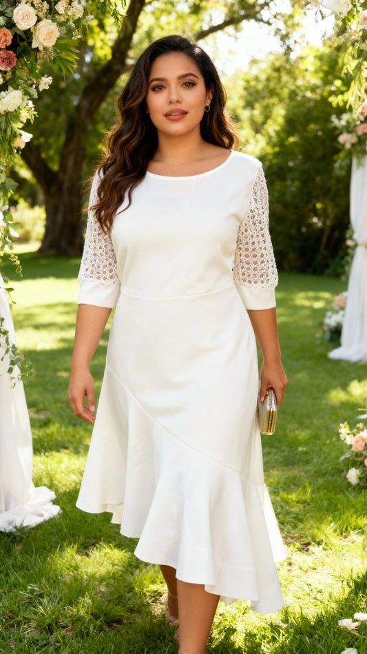 Vestido blanco con encaje / AO113 image 1