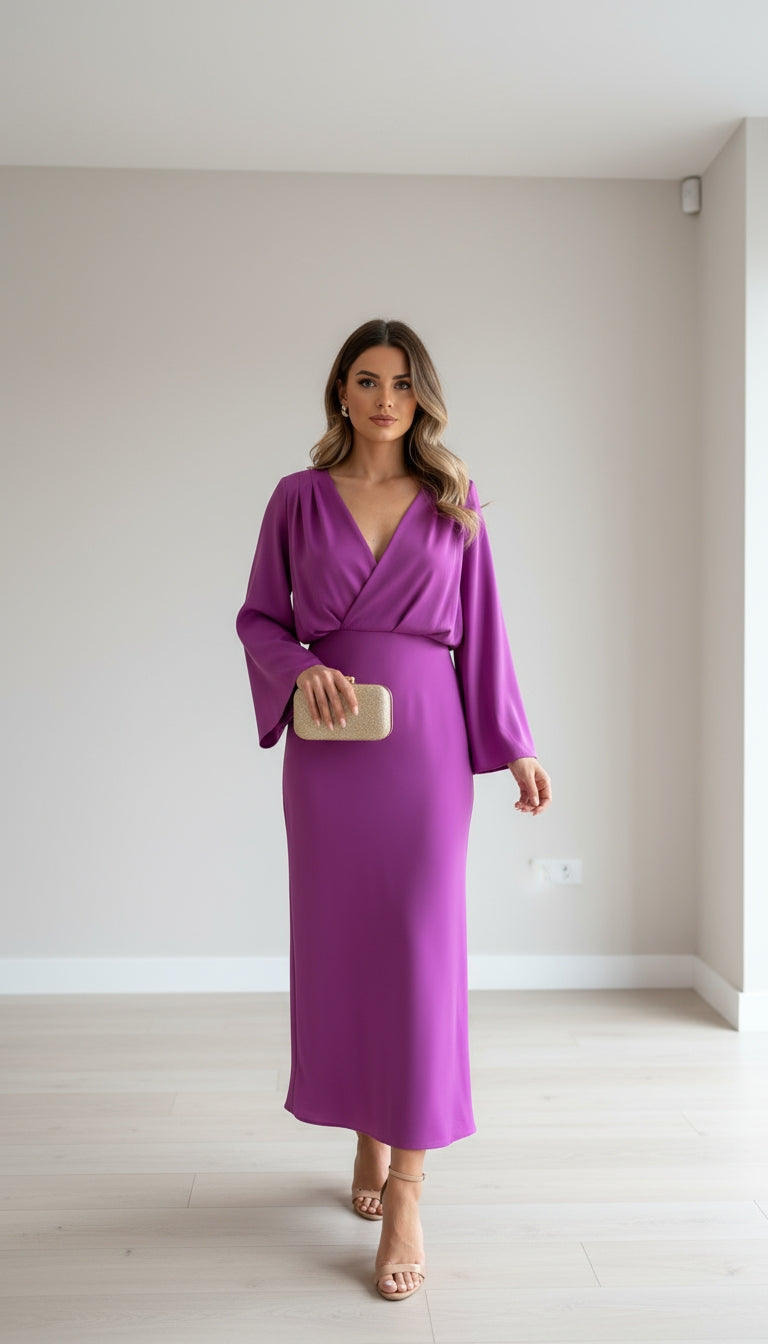 Vestido largo violeta escote profundo /ANV21 image 1