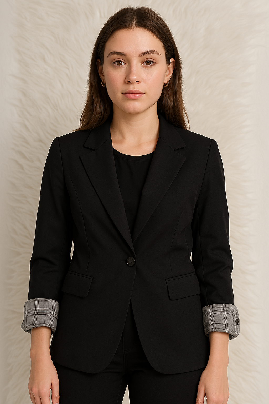 Blazer negro largo estructurado / P65 image 0