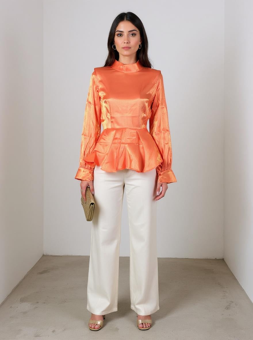Blusa Naranja en satín / AO10 image 0