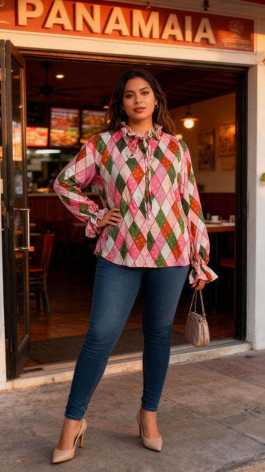 Blusa rombos rosados / AO110 image 1