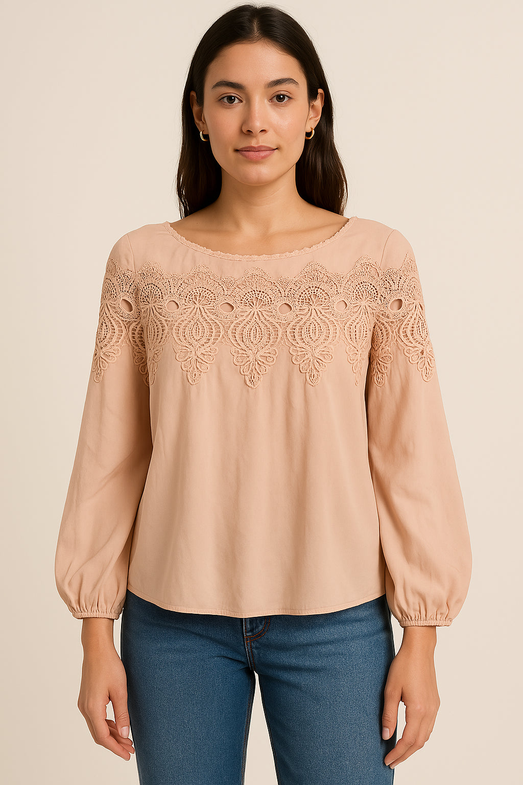 Blusa satinada manga globo / P5 image 0