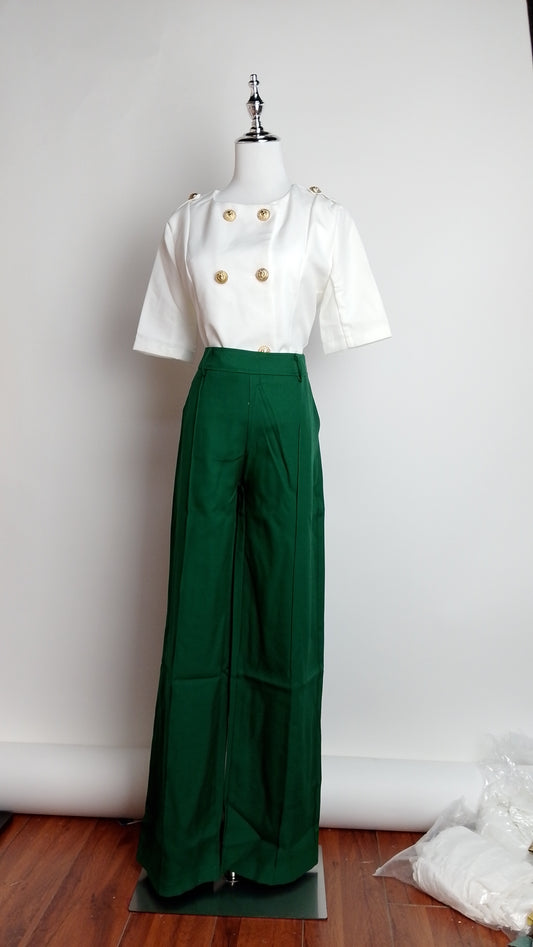 Pantalón palazzo verde oscuro / ANE1001-16