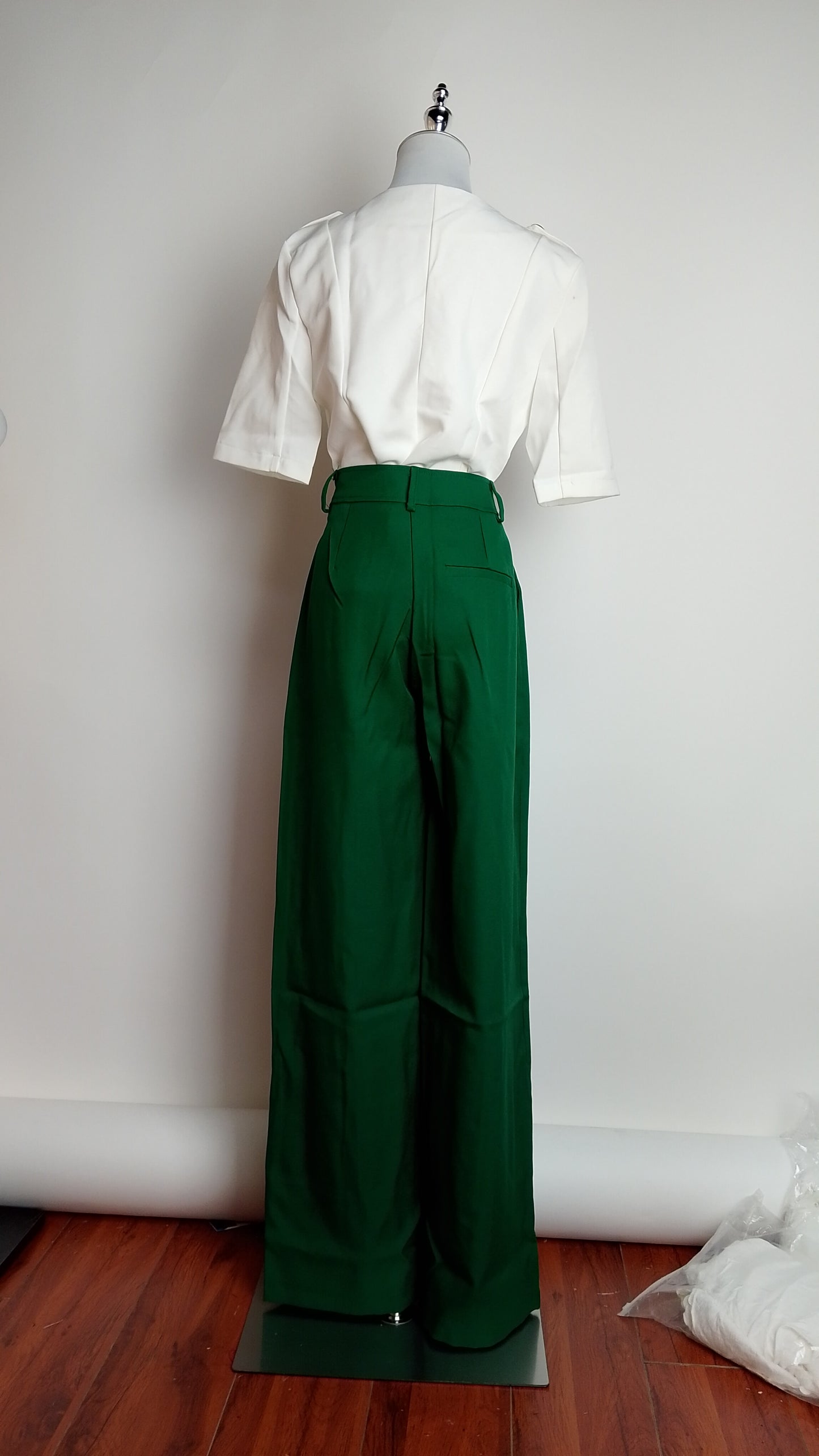 Pantalón palazzo verde oscuro / ANE1001-16