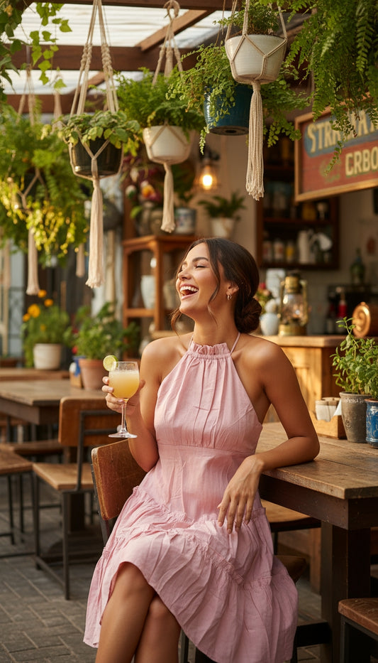 Vestido rosa plisado / ANV25