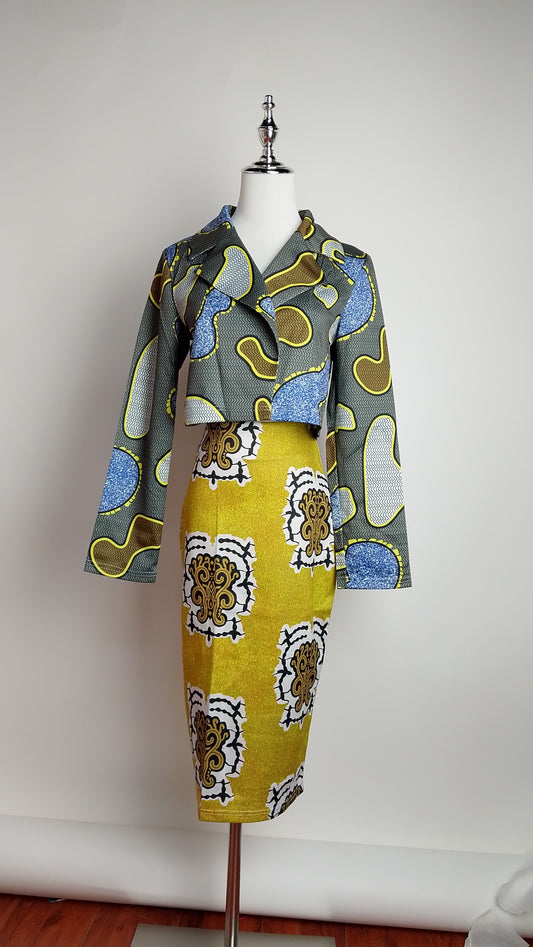 Conjunto falda estampada verde / AO166