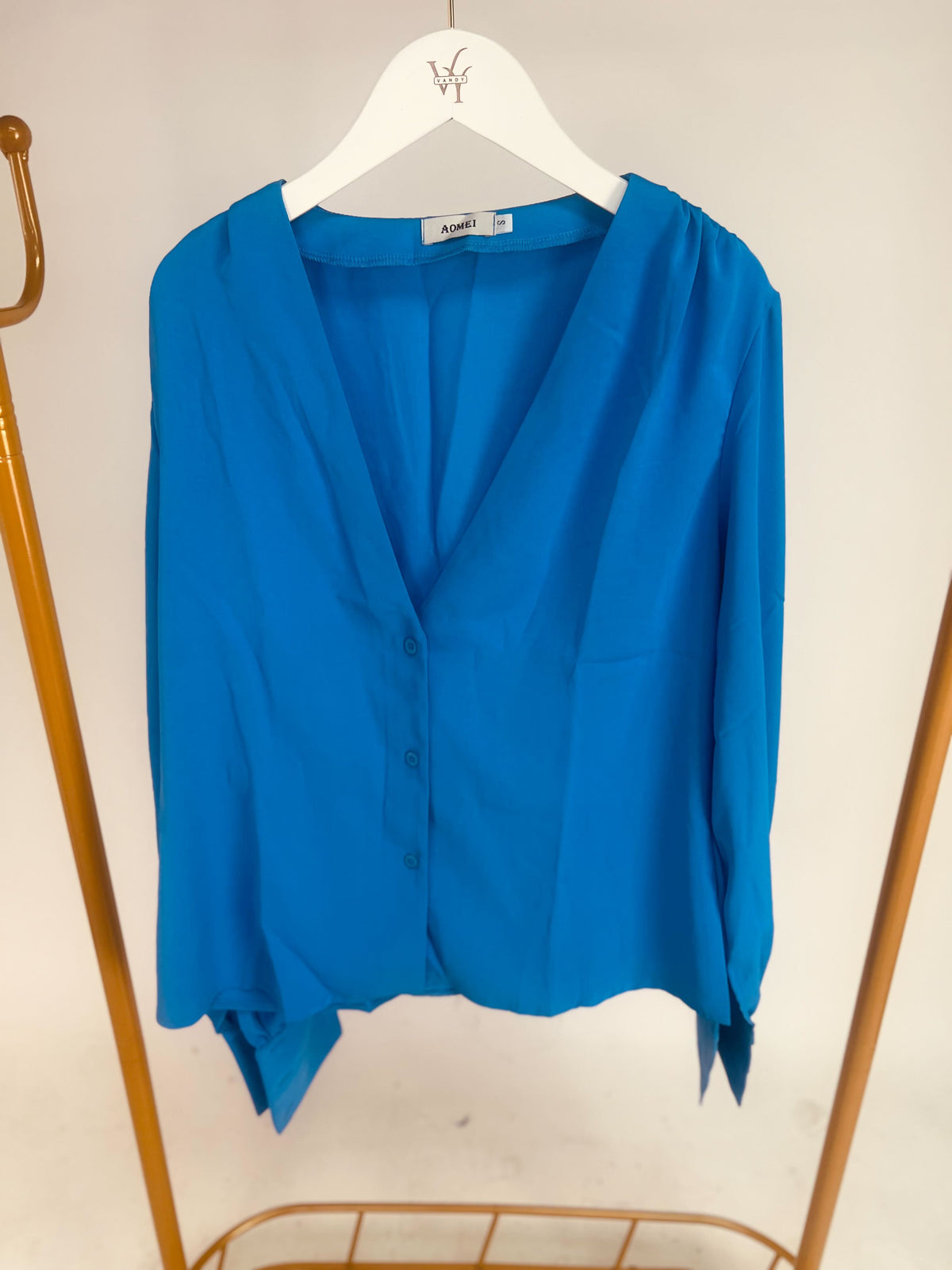 Blusa azul escote V / AO29