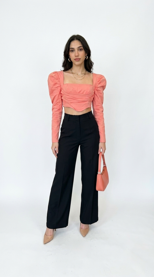 Blusa coral manga larga fluida D&M / V374