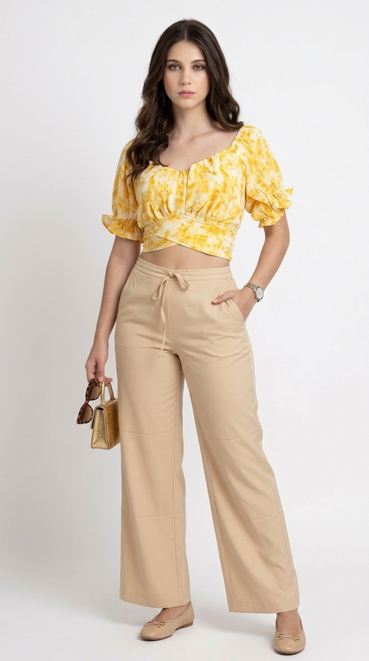 Set Amarillo con Palazzo Nude / CAS33