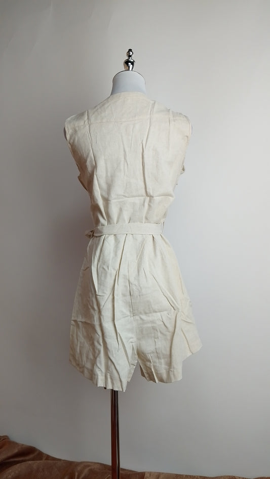 Enterizo corto beige botones / ANJ09