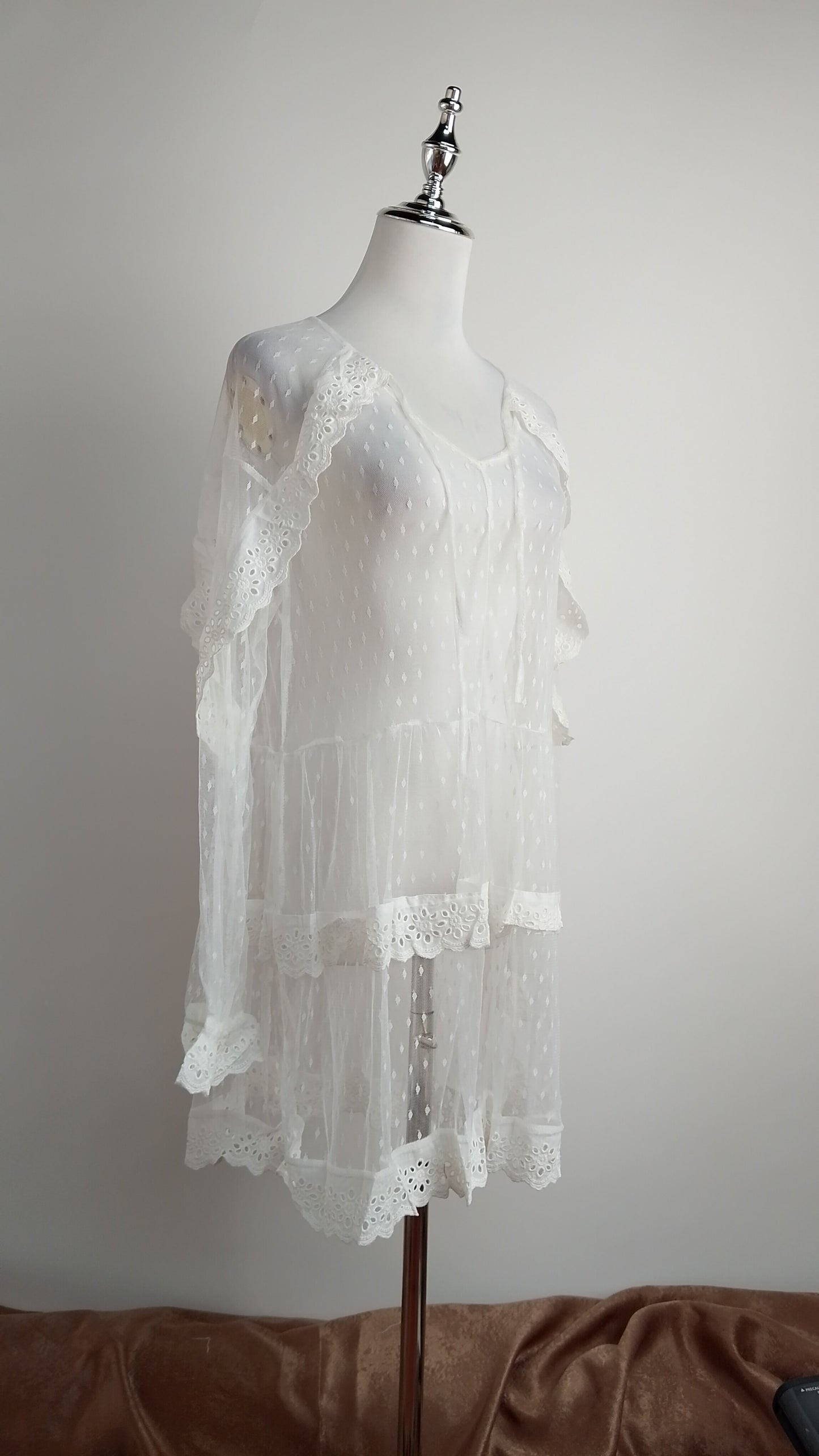 Blusa blanca volantes romántica / ANB34