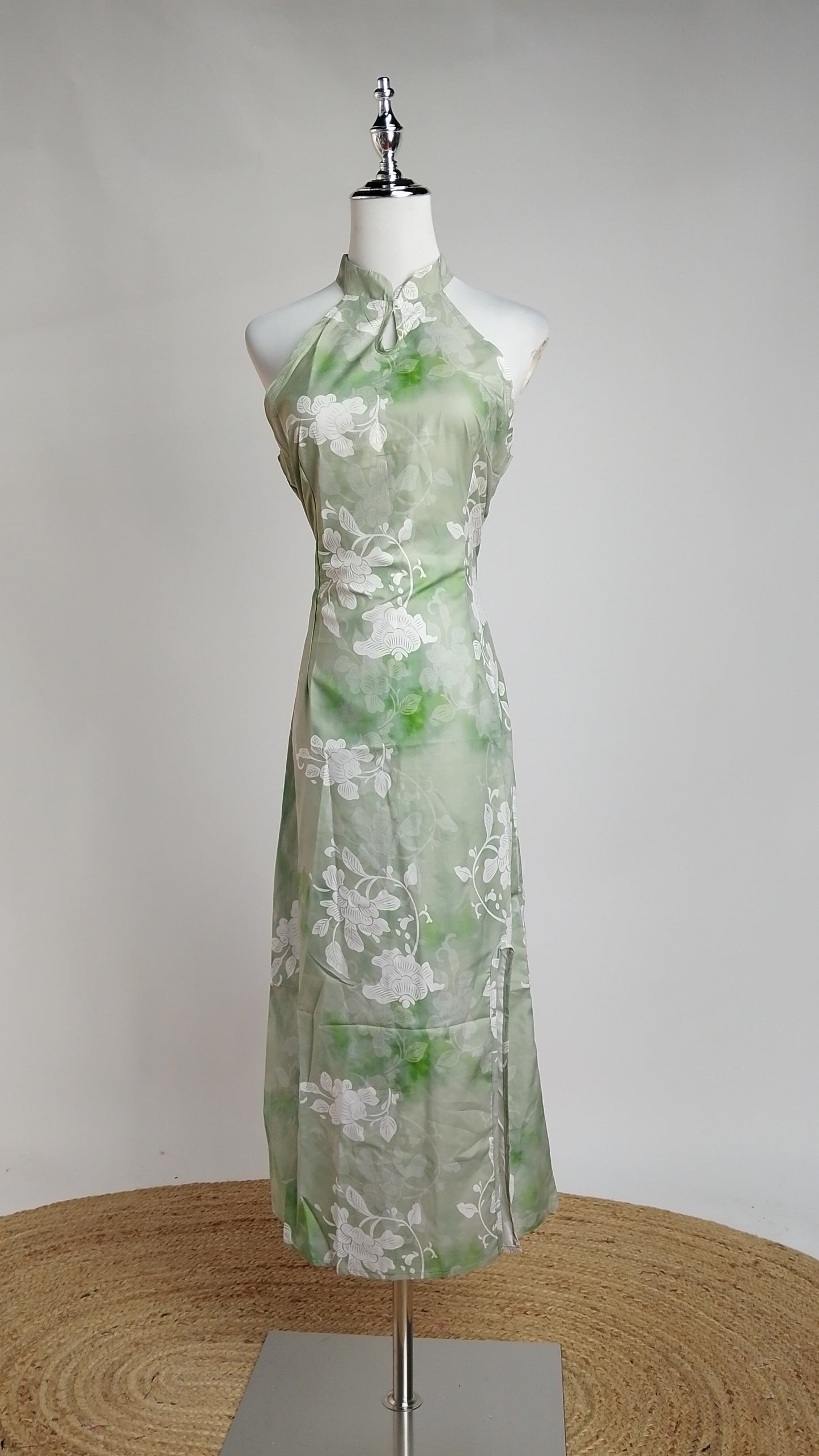 Vestido Floral Verde Midi / L74A