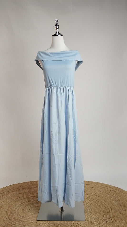 Vestido Celeste Maxi Fluido / L88A