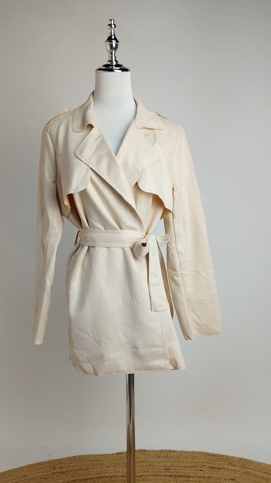 Blazer Beige Elegante Clásico + Pantalón palazzo celeste /OUTEV75