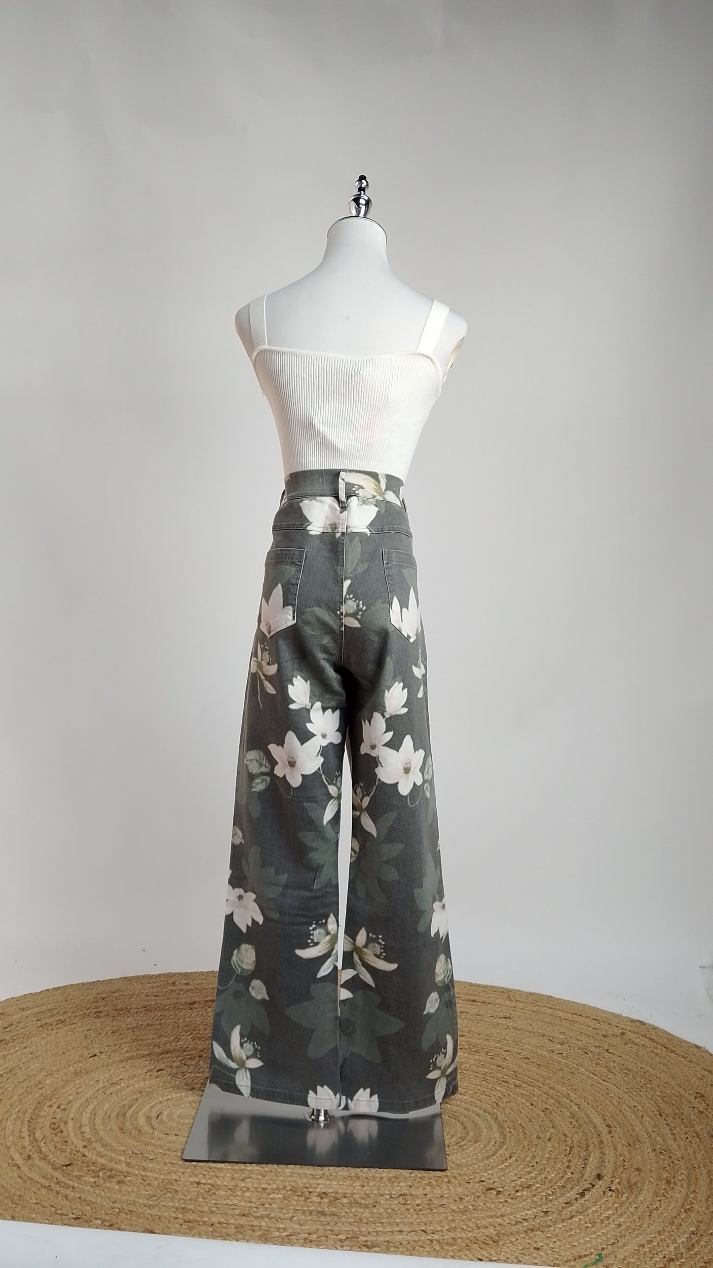 Pantalón Floral Verde Denim / ANE1001-59