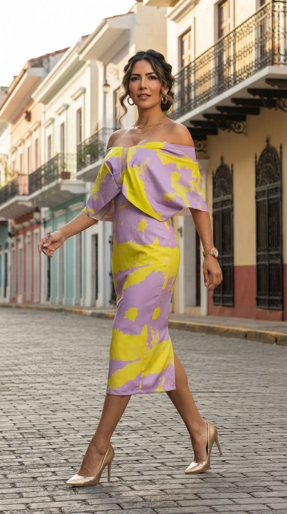 Vestido morado estampado floral AOMEI / AO77