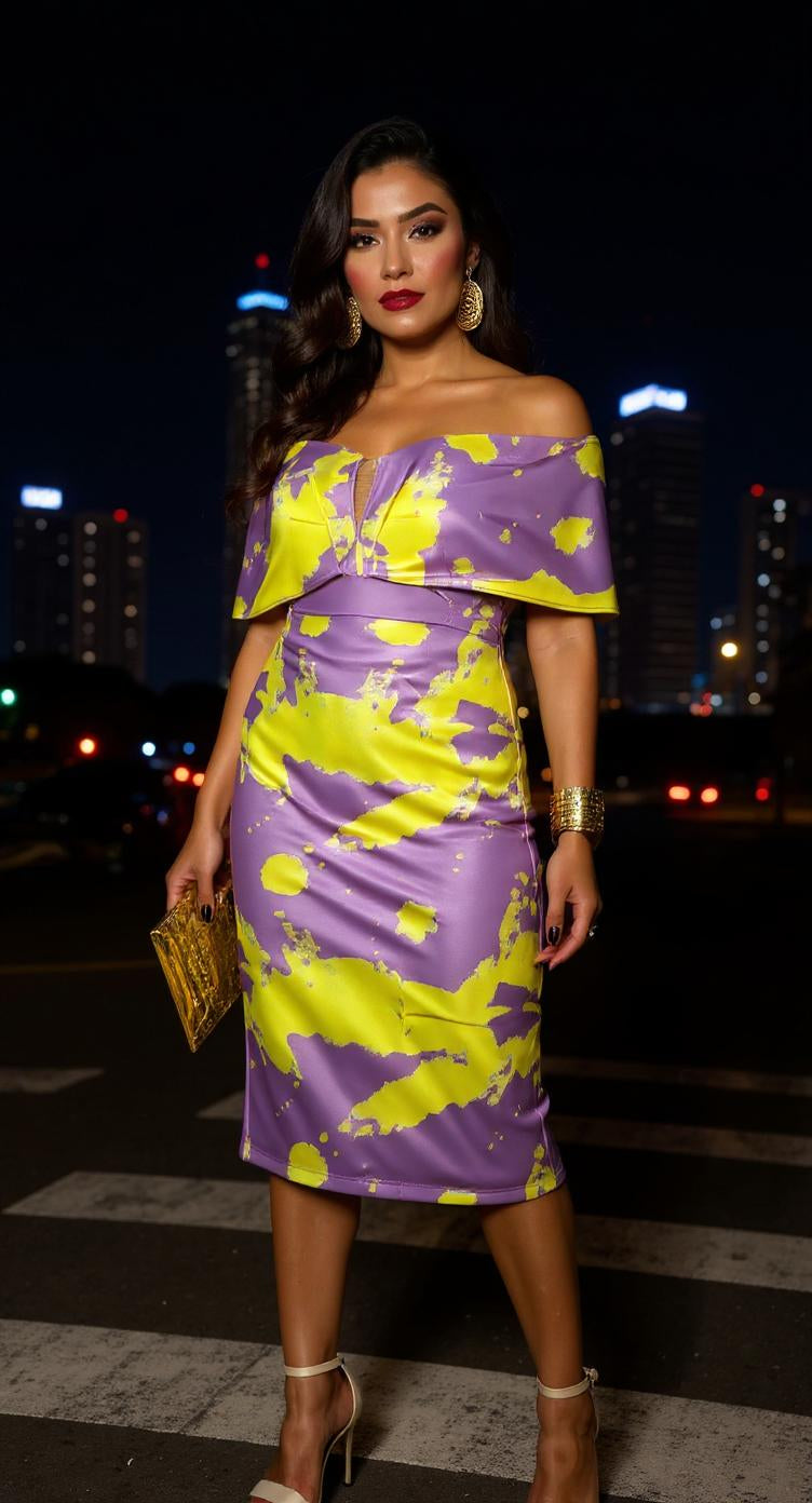 Vestido morado estampado floral AOMEI / AO77 image 2