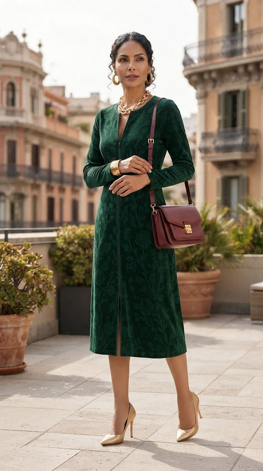Vestido verde terciopelo largo AOMEI / AO96
