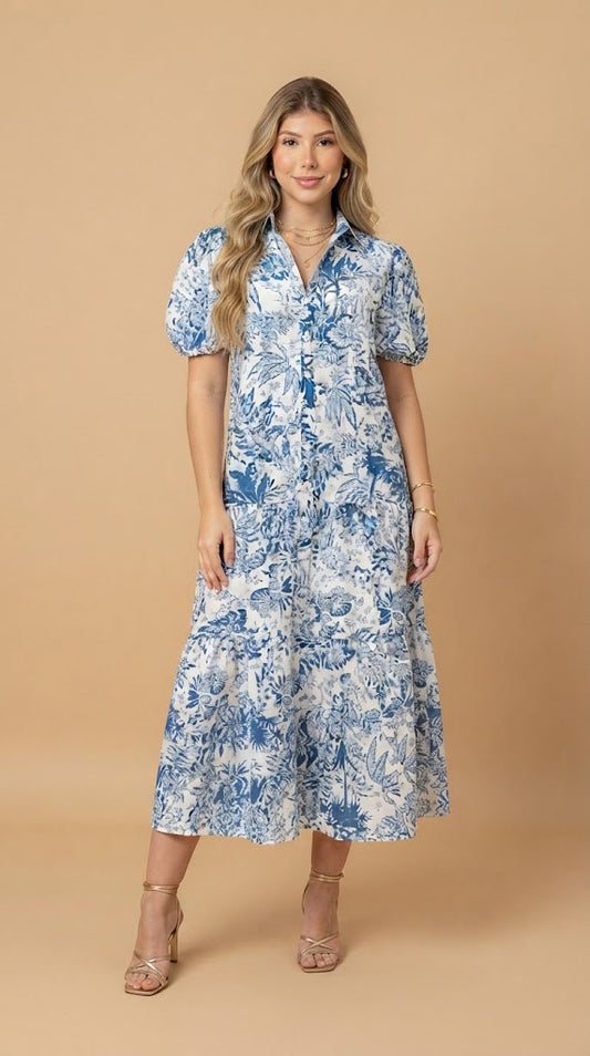 Vestido Azul Floral / SH104