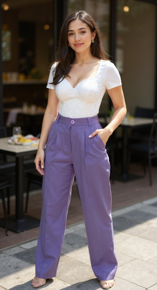 Pantalón lila pinzado / P41 image 1