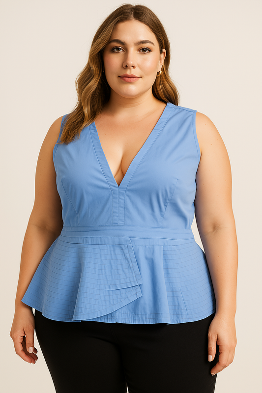 Blusa azul pastel con escote en V AOMEI / AO84 image 0