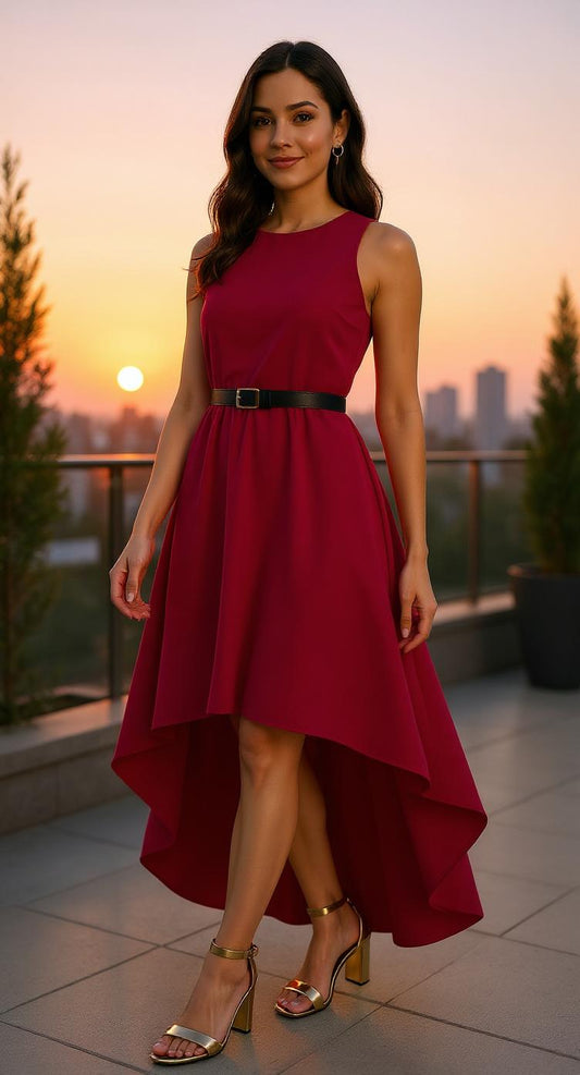 Vestido rojo corte asimétrico AOMEI / AO95 image 1