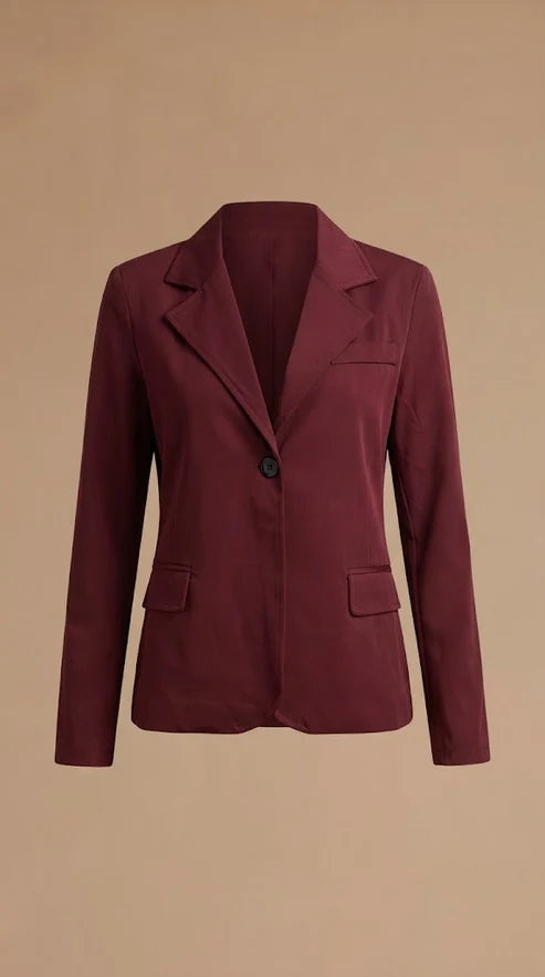 Vestido largo gris ajustado + Blazer Clásico Borgoña /OUTEV132