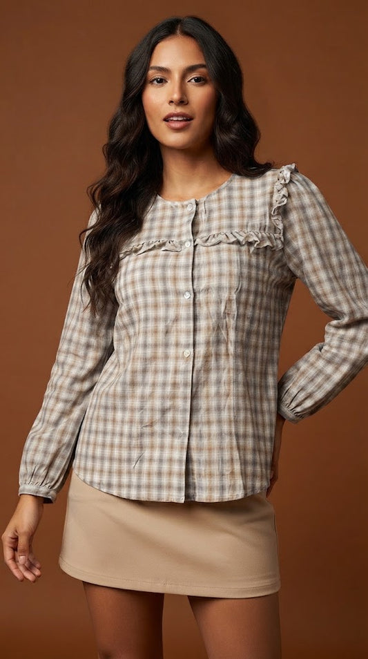 Blusa cuadros gris / ANB10