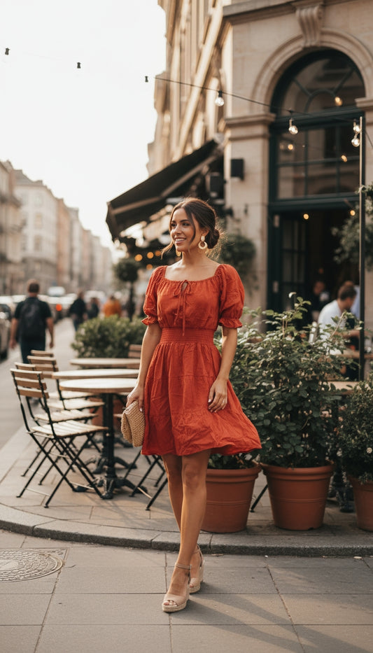 Vestido corto rojo con hombros descubiertos /ANV16 image 1