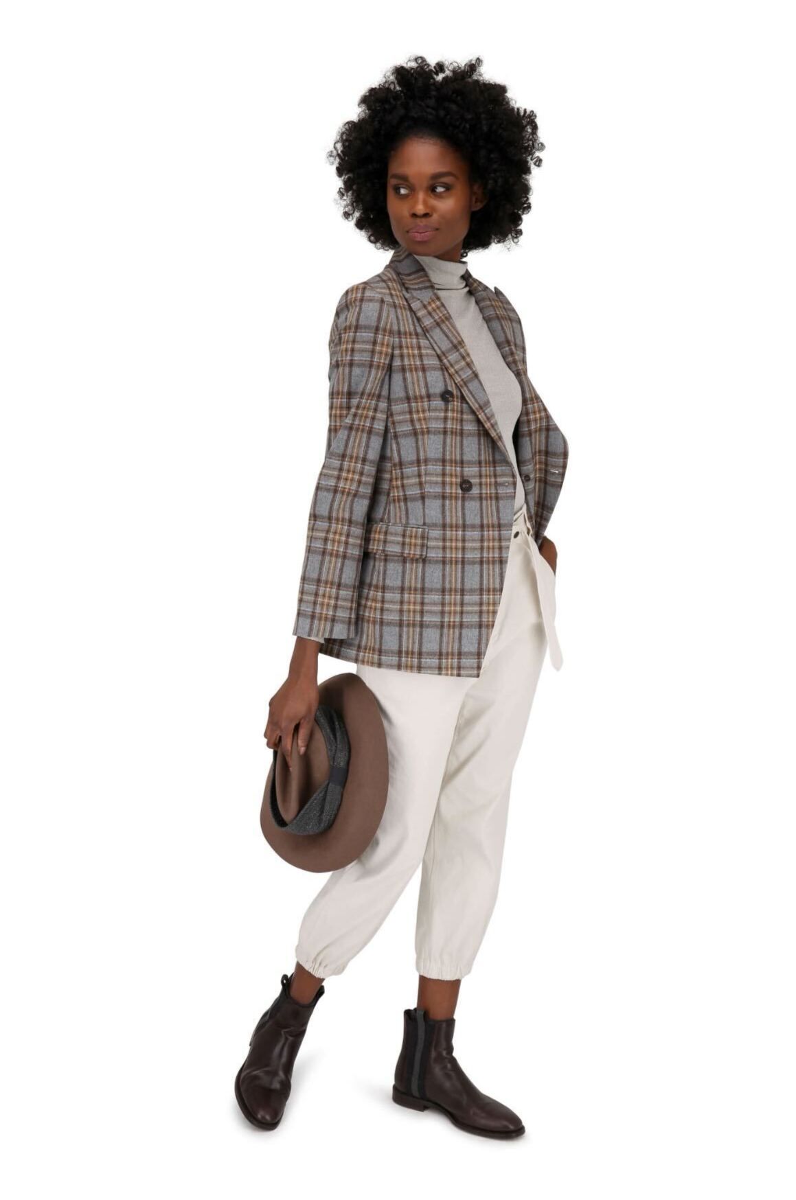 Blazer doble abotonadura con cuadros / P62 image 0