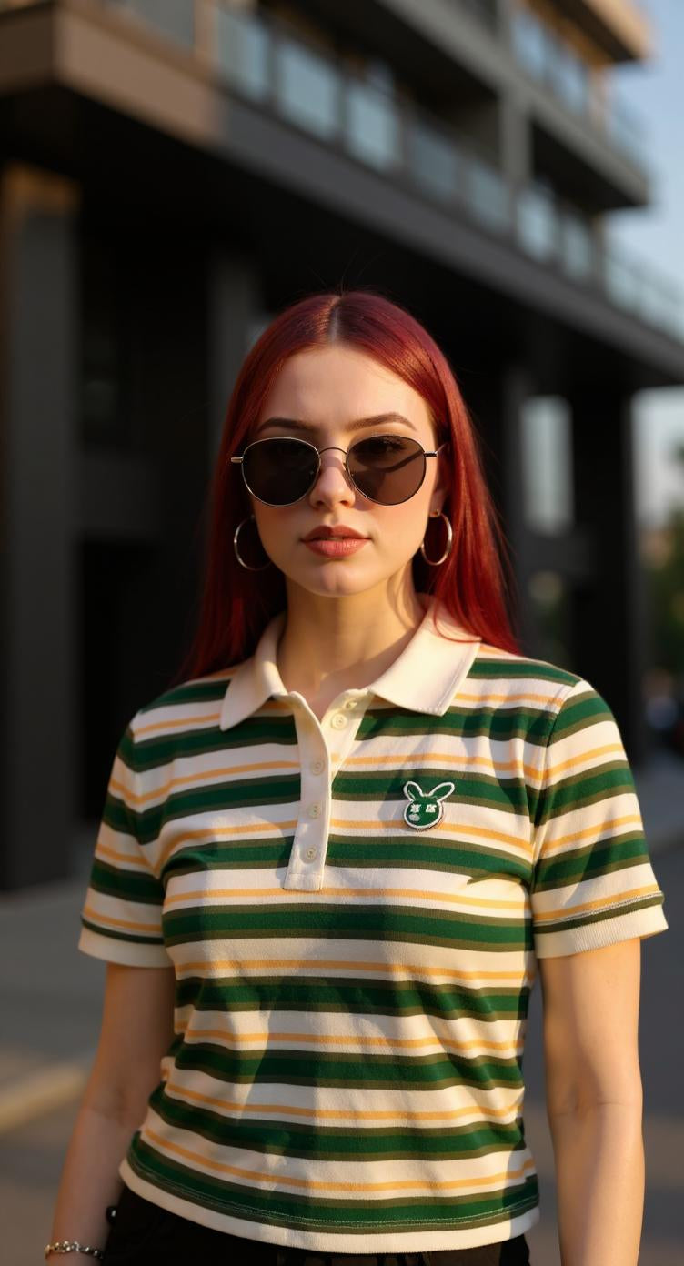 Polo rayado con cuello blanco / P278 image 1