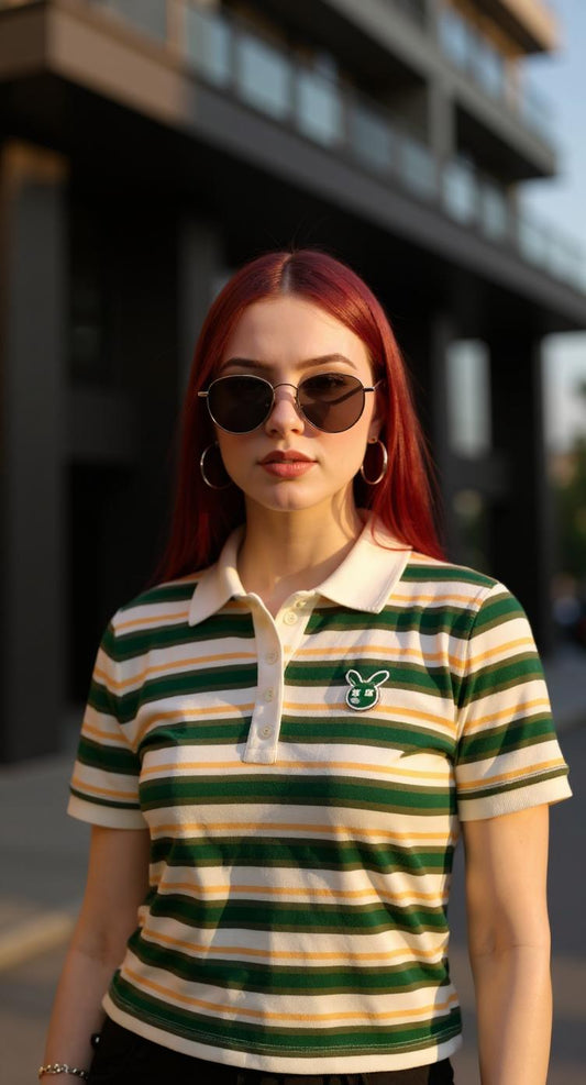 Polo rayado con cuello blanco / P278 image 1