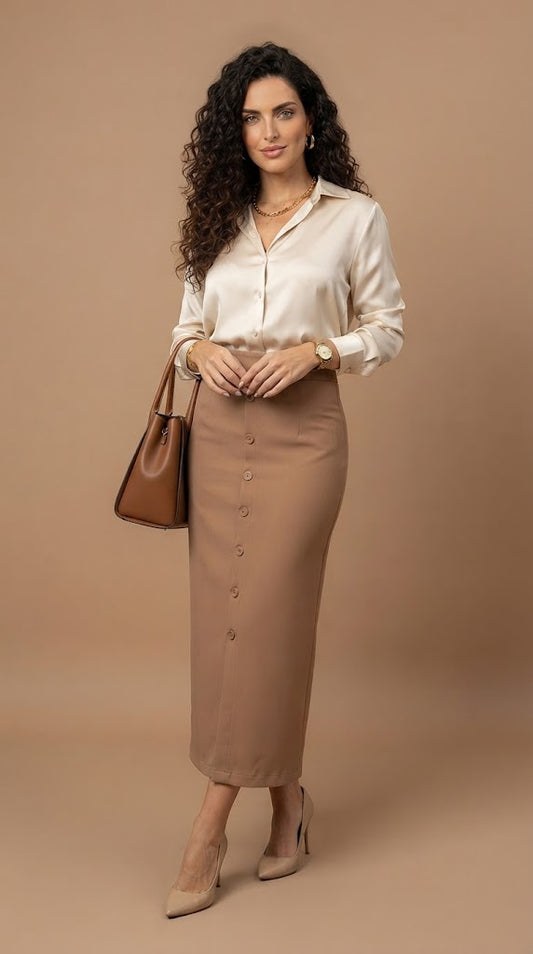 Falda Crema plus size / AO24