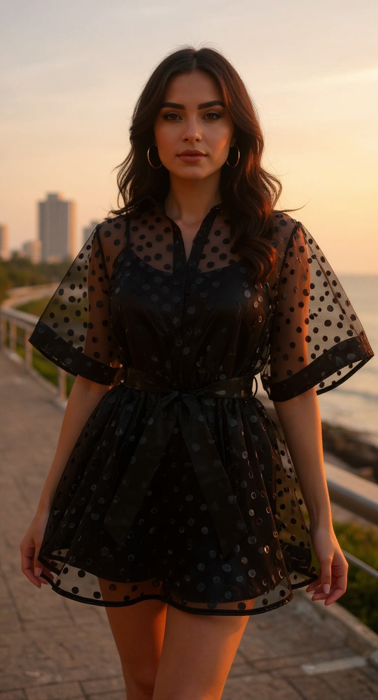 Kimono negro transparente/ AO140 image 2