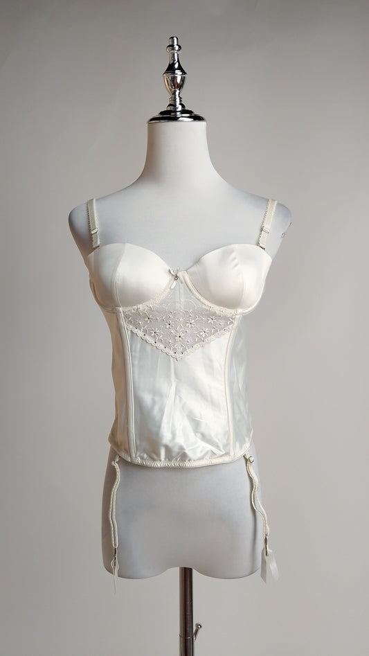 Corset Ivory Glam + Pantalón palazzo plateado /OUTEV124
