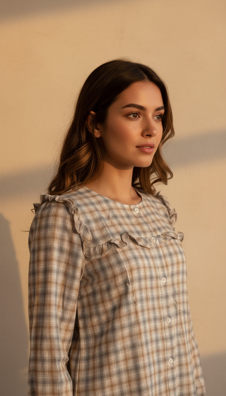 Blusa cuadros gris / ANB10