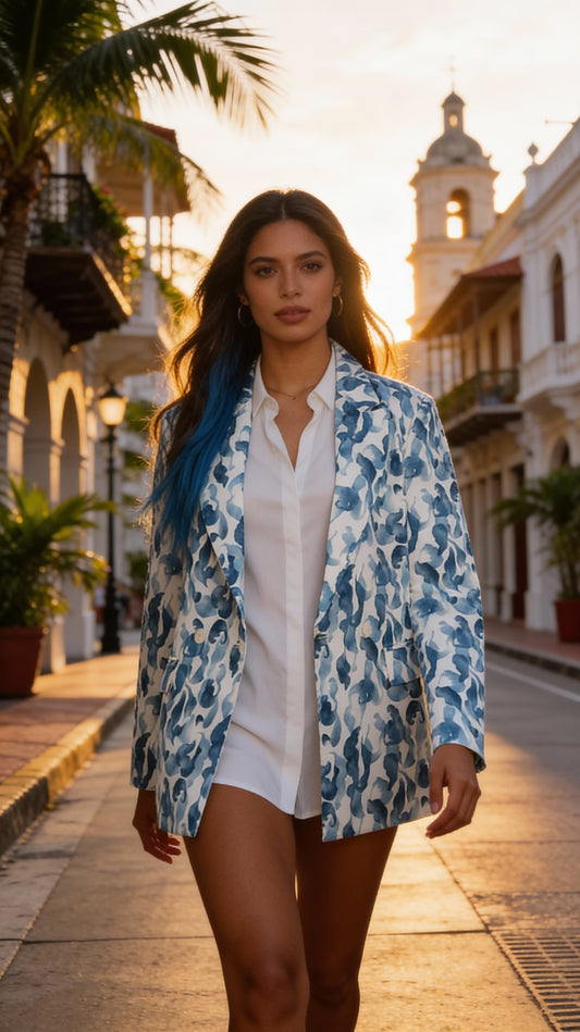 Blazer estampado azul – ANBL2602