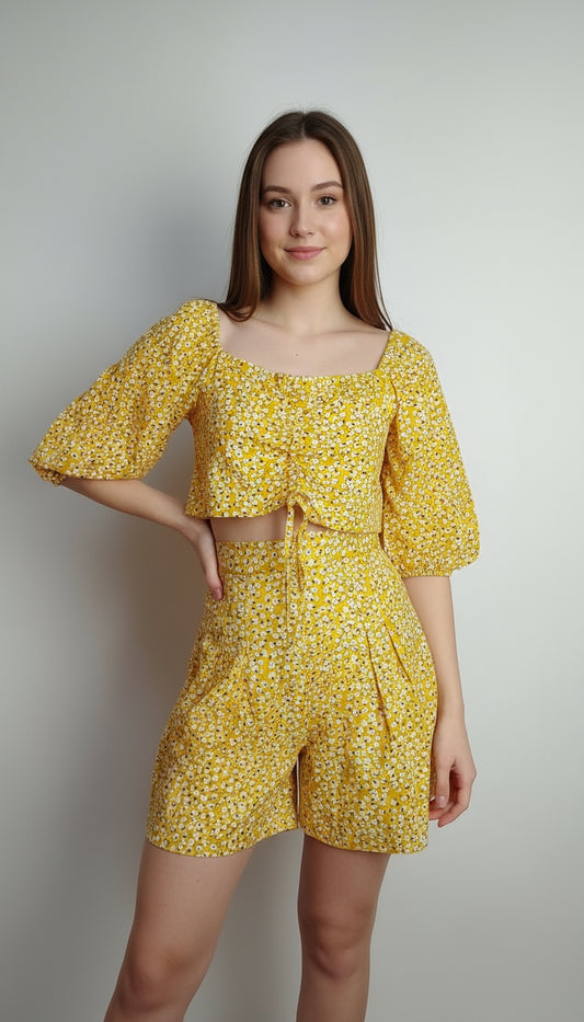 Set amarillo off shoulder / ANS07