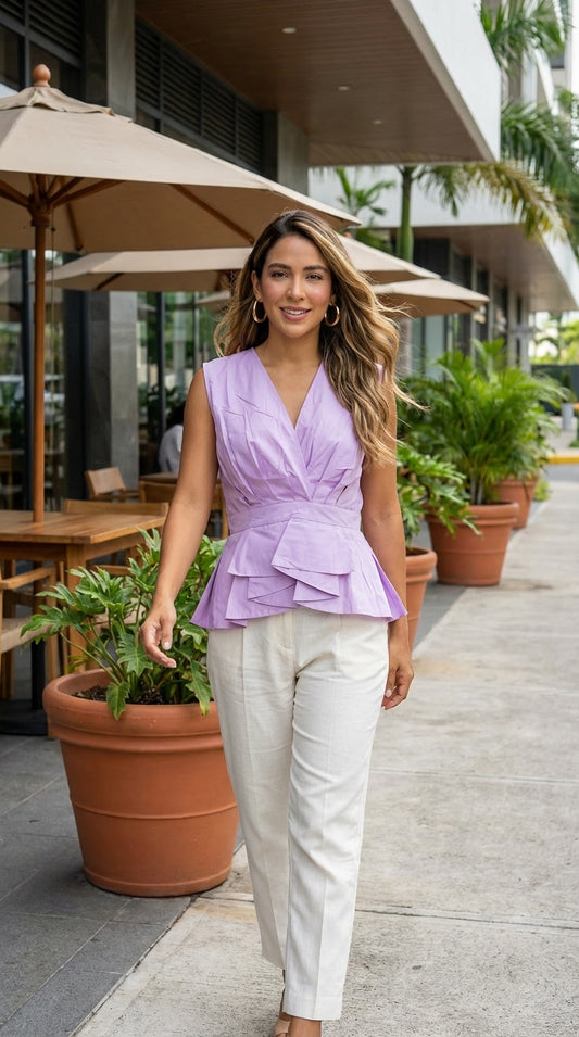 Blusa lila plisada / AO161