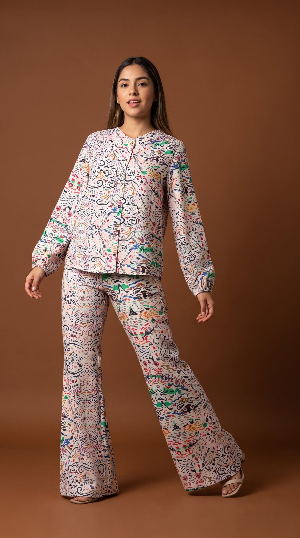 Set Camisa y Pantalón Estampado Abstracto Elegante / ANSET01