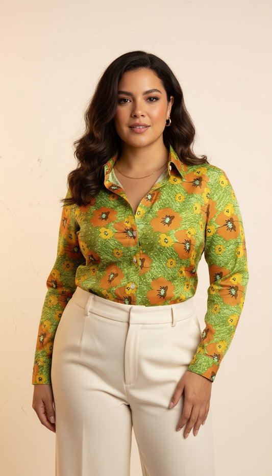 Blusa floral verde / ANB01