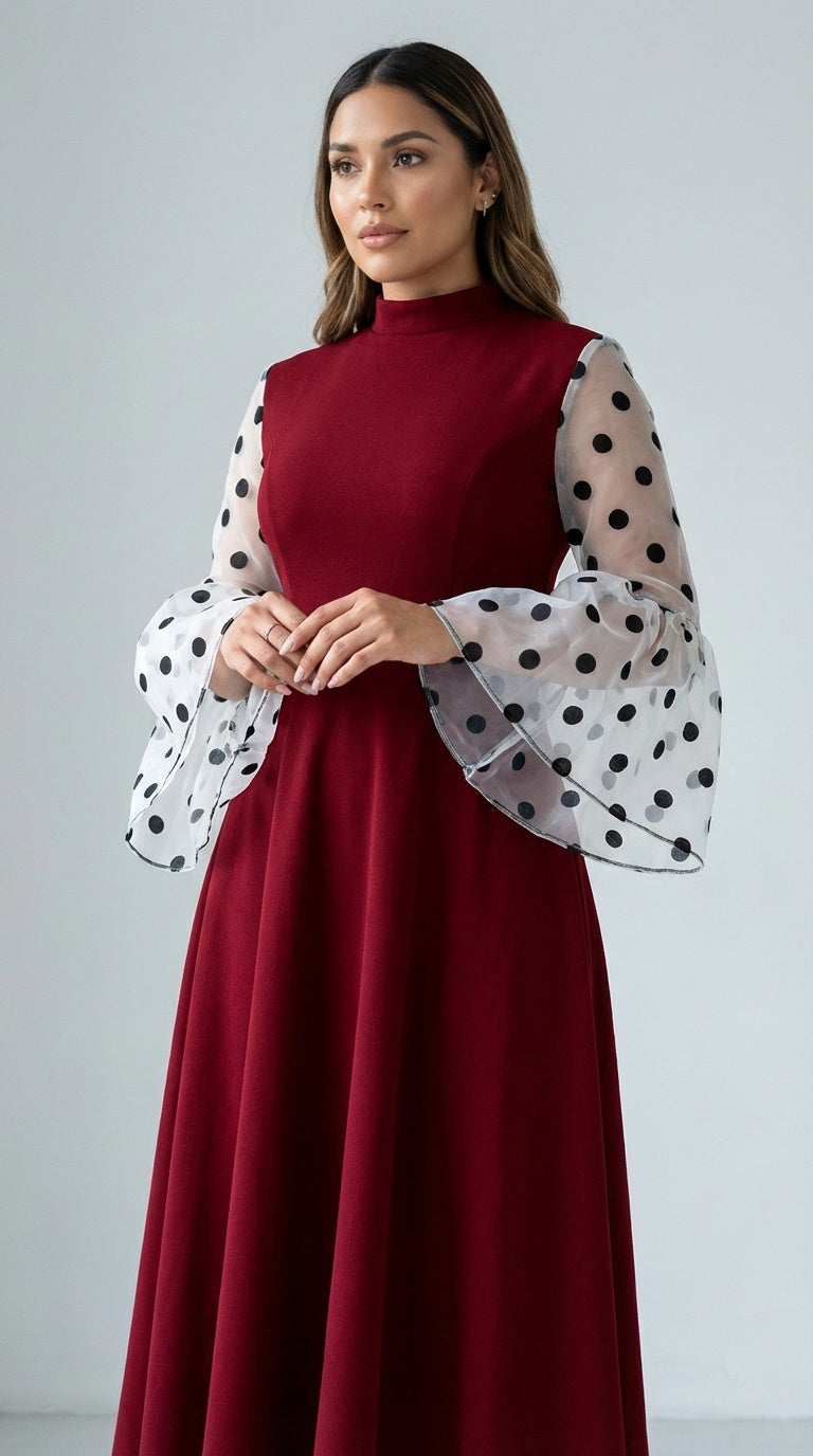 Vestido con mangas lunares / AO114